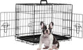 FDW 24-Inch Dog Crate Pet Cage with Metal Folding Design Plastic Tray Indoor Outdoor Dog Kennel Cage for Small Dogs,Dark Black