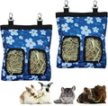 Guinea Pig Hay Feeder, Hanging Rabbit Hay Feeder Bag for Guinea Pigs Bunnies Chinchillas. Blueflower, 2 Count