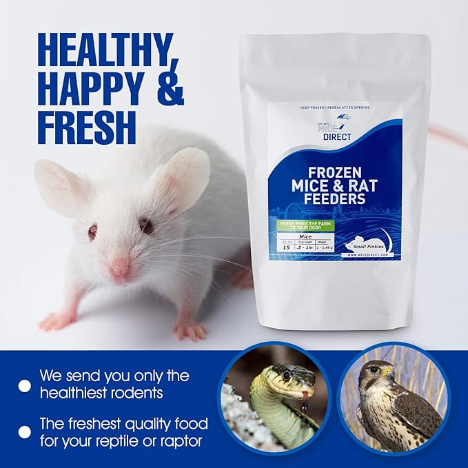 MiceDirect EST. 2003 50 Frozen Rat Combo Pack 25 Rat Pinkies and 25 Rat Fuzzies Feeders Snake Food (.5-2.5 in)(300 Grams Min)
