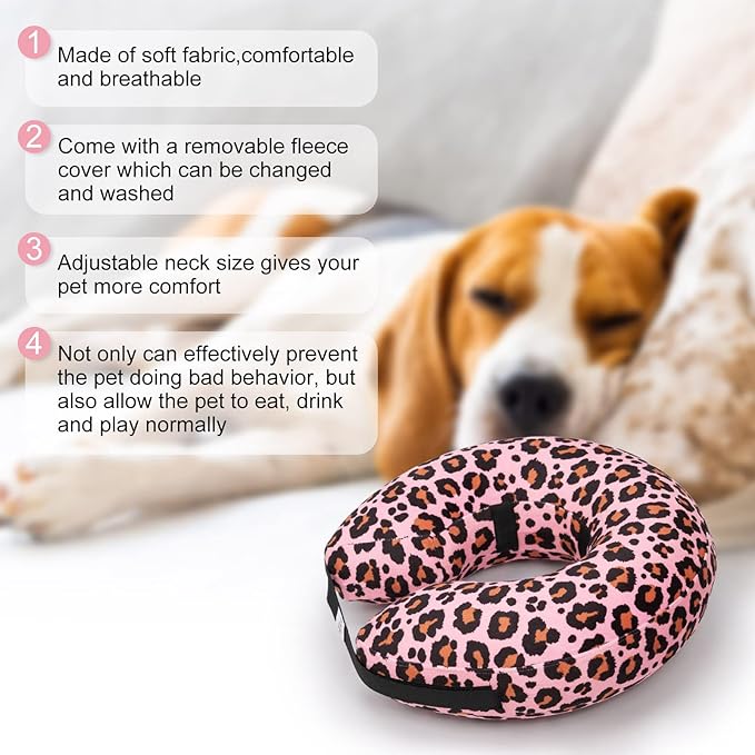 CuteBone Inflatable Soft Dog Cone with Removable Fleece Covers for Small/Medium/Large Dogs and Cats After Surgery GWB10S