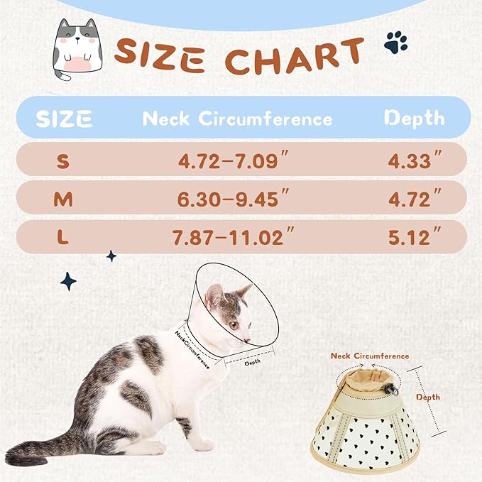 Supet Cat Cone Collar After Surgery, Soft Mesh Recovery Collar for Cats to Stop Licking and Scratching, Plastic Cone Alternative for Small Dogs, Medium, Large Cats