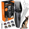 Dog Grooming Kit Low Noise，Cordless 4 in 1 Dog Clippers for Grooming Rechargeable Pet Cat Trimmer with 2 Speed,6 Guards,Scissors,Comb for Small Medium Large Pets Dogs Cats Thick Hair Cutting (Pewter)