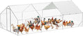 Large Metal Chicken Coop Run,Outdoor Walk-in Cage Peak Hen House with Waterproof and Anti-Uv Cover,Spire Roof Hen House with Security Lock for Outdoor,Backyard and Farm, 9.8 x 19.7 x 6.6 Ft