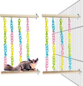 PINVNBY 2 Pack Sugar Glider Climbing Toys,Natural Wood Sugar Glider Cage Accessories with Colorful Plastic Chains, Hanging Rat Enrichment Toys Without Swaying for Hamsters and Parrots
