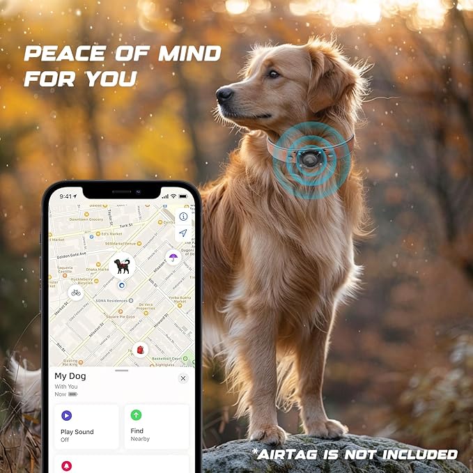 AirTag Dog Collar - Leather Dog Collar with Air Tag Holder | IPX8 Waterproof, Reflective, High - End, Adjustable Soft Padded | Dog GPS Tracker Collars Fit for Medium Large Dogs (Mahogany Brown, M)