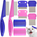 Flea Comb for Cats Dogs, 8 Pack Flea and Lice Grooming Comb Set for Cats, Pet Grooming Tools for Small, Medium & Large Pets (Pink & Blue)