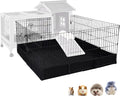 Bunny Playpen Indoor & Outdoor, Rabbit Enclosure with Waterproof Liner, Extension Guinea Pig Cages for Small Animals (Playpen Only)
