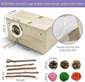 Hamiledyi Wooden Hamster House Hideout Small Animals House Habitat with Chew Toys Hideaway House Hamster Cage Accessories for Syrian Dwarf Hamster Mice Gerbils