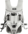 PetBonus Pet Front Dog Carrier Backpacks, Adjustable Pet Backpack, Legs Out Easy-fit Puppy Chest Carrier for Medium Small Dogs, Hands Free for Hiking, Cycling (Grey, M)