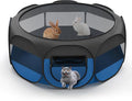 Small Animal Playpen, Chicken Brooder Box with Cover Top, Portable Outdoor Exercise Pet Cage Tent, Waterproof Breathable Pet playpen Indoor for Chick Ktiien Bunny Hamster Guinea Pig,Black+Blue