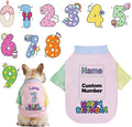 Custom Dog Birthday Shirt,Personalized Pet Apparel Print with Name Age Number,Pet Birthday Outfit,Lightweight Breathable Cotton Vest for Small Medium Large Dogs Cat (Dopamine Pink, X-Large)