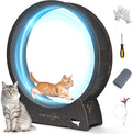 Cat Exercise Wheel, 50" Cat Running Wheel for Indoor Cats with Locking Mechanism, Cats Treadmill Wheels with Quiet Carpeted Runway, Cat's Weight Loss and Health - Black