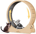 Homegroove Cat Exercise Wheel for Indoor Cats, 46" Large XL Cat Running Treadmill Wheel with Carpeted Runway for Kitty’s Longer Life, Natural Wood Color(XL)