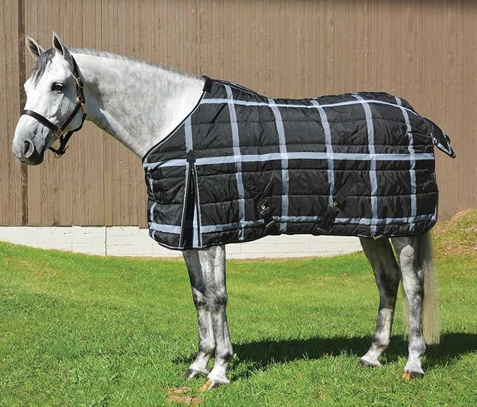 Country Pride Highland 1200D Lightweight Stable Blanket (76, BlackPlaid)