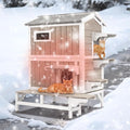 Insulated Cat House for Winter, Wood Two Story Outdoor Cat House Weatherproof with Cat Scratching Cloth, 3 Jumping Platforms, 3 Doors, Outside Indoor Clawsable Feral Cats Shelter for Small Animals