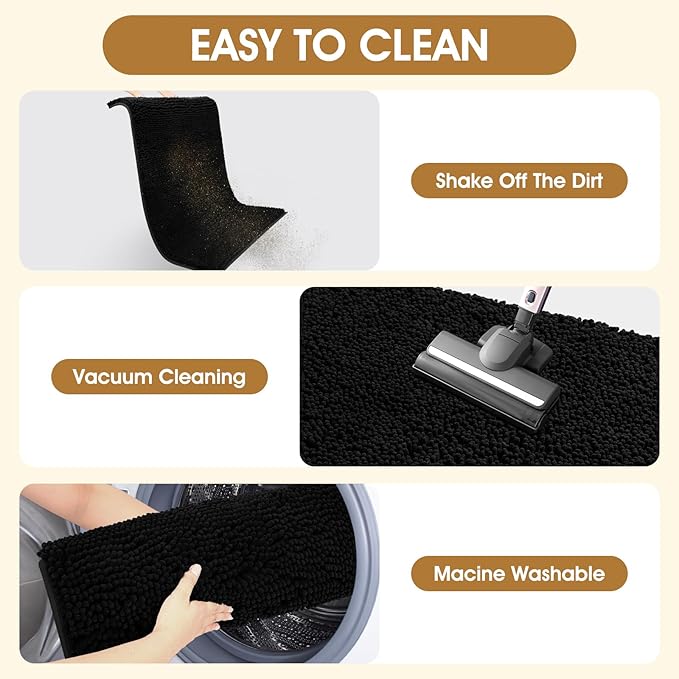 IM HOME Extra Large 60" x 36" Black Dog Door Mats for Muddy Paws, Chenille Absorbent Dog Mat, Non Slip Heavy Mud Mat for Dogs, Soft Pet Bed Mat for Entryway, Mud Paws, Inside Floor