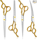 Dog Grooming Scissors,Chunkers Shears and Thinning Shears with Safety Round Tips, Sharp and Comfortable 4 in 1 Dog Scissors for Grooming