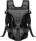 Dog Front Carrier Backpack, Legs Out Secure-Fit Pet Chest Carrier for Small Dogs (6-24 lbs), Adjustable Pet Carriers with Safety Belt, Hands Free Dog Backpack Carriers for Hiking Cycling (L, Black)