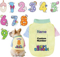 Custom Dog Birthday Shirt,Personalized Pet Apparel Print with Name Age Number,Pet Birthday Outfit,Lightweight Breathable Cotton Vest for Small Medium Large Dogs Cat (Dopamine Yellow, X-Large)