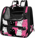 Cute Cats Pink (1) Pet Cat Backpack Carrier for Kitty Small Dog, Ventilated Pet Carrier Bag for Car, Walking, Hiking, Outdoors