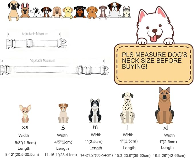DOGWONG Pink Plaid Dog Collar-Cute Pink Bowtie Print Dog Collar, Adjustable Cotton Girl Female Pet Collar with Quick Release Buckle,L