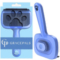 Self Cleaning Dog Brush for Shedding - Bristle Brush and Long/Short Needles Design, Skin Friendly, Slicker Deshedding Dog Brush, Hair Removal for Long & Short Haired Pets (Blue)