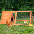Wooden Chicken Coop, Quail Cage,Small Rabbit Hutch Cage Hybrid - A-Frame Design with Water-Resistant Slanted Roof &Ventilated Wire Run - TenaoVilleux (Natural Wood)
