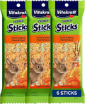 Vitakraft Crunch Sticks Rabbit Treat - Triple-Baked Rabbit Chews with Natural Wood Center - Crunchy & Nutritious Treats for Small Animals (Carrot and Honey, Pack of 6)