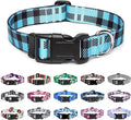 Mercano Adjustable Dog Collar - Special Design Patterns, Soft Nylon Comfortable Durable Pet Collar for Small Medium Large Dogs (L, Blue Plaid)