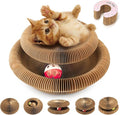 Collapsible Cats Cardboard Scratcher Interactive Pet Toys for Indoor Cats with Ring Ball Magnetic Kitten for Chase Scratch Pink