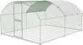 Large Metal Chicken Coop Run,Outdoor Walk-in Cage Peak Hen House with Waterproof and Anti-Uv Cover,Dome Roof Hen House with Security Lock for Outdoor,Backyard and Farm, 9.8 x 13.1 x 6.6 ft