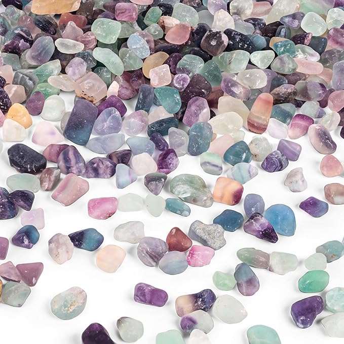 JOHOUSE Quartz Crystals, Crushed Chips Tumbled Polished Stones Assorted Irregular Shaped Decorative Rocks Succulent Pebbles for Indoor Plants Aquarium Betta Fish Tank Gravel Vase Filler DIY Crafts 1LB