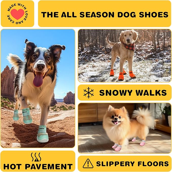 Hcpet Dog Shoes for Large Dogs, Breathable Dog Booties for Small Medium Dogs, Anti-Slip Dog Boots & Paw Protectors for Hot Pavement Winter Snow Hiking with Reflective Straps Blue Size 5