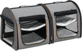 PawHut 39" Portable Soft-Sided Cat Carrier, Cat Kennel, Travel Dog Crate with Divider, Two Compartments, Soft Cushions & Storage Bag, Easy to Fold, Light Gray