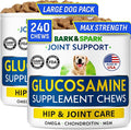 Glucosamine Chondroitin Dog Hip & Joint Supplement - Joint Pain Relief - Hip & Joint Chews for Dogs - Joint Support Large Breed - Senior Doggie Vitamin Pills Joint Health - (240 Treats - Bacon)