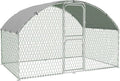 Large Metal Chicken Coop Run,Outdoor Walk-in Cage Peak Hen House with Waterproof and Anti-Uv Cover,Dome Roof Hen House with Security Lock for Outdoor,Backyard and Farm, 9.8 x 6.5 x 6.5 ft