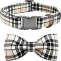 Bow Dog Collar-Plaid Pet Collar Cute Pet Bow Soft Girl or Boy Dog Collars with Metal Buckle Adjustable Collars for Medium Dogs