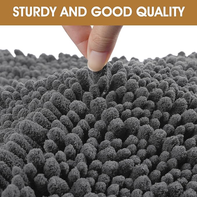 IM HOME 48" x 38" Grey Dog Door Mats for Muddy Paws, Chenille Absorbent Dog Mat, Non Slip Heavy Mud Mat for Dogs, Soft Pet Bed Mat for Entryway, Mud Paws, Inside Floor