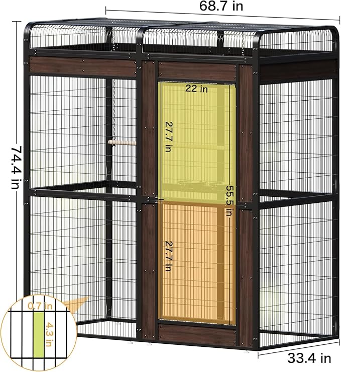 Large Bird Cage for Parakeets Outdoor Bird Aviary Parrot Cage with Perch, Birdcage for Macaws Canaries Parrots Budgie Lovebirds-Black