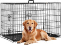 FDW Dog Crate 36-Inch Dog Cage Foldable Metal Kennel with Leakproof Tray Foldable Design Indoor Outdoor Use for Medium Dogs,Dark Black