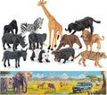 Safari Animals Figures Toys,12PCS Realistic Wild Zoo Animal Figurines Sensory Toys Plastic African Jungle Animals Playset and 108PCS 29.5'' Jungle Jigsaw Puzzles Toy for Kids Toddlers