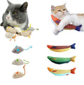 6 Pack Cat Toys, Catnip Toys with Plush Saury Fish & Mouse, Interactive Kicker Toy with Bell & Catnip for Indoor Cats, Kitten Toys for All Breeds
