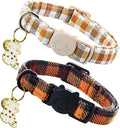 Elegant little tail 2 Pack Cat Collar- Fall Cat Collars Breakaway with Bell Pendant Wedding Kitten Boy Girl Safety Adjustable 7-12 Inch Collar for Small Cats Puppy