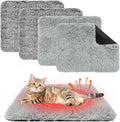 KOOLTAIL Self Warming Cat Bed, 4 Pack 18*24in Plush Extra Warm Self Heating Pet Pad for Crate, Floor, Indoor Outdoor, Non-Slip Upgraded Thermal Foil Puppy Kitten Mat with Removable Washable Cover,Grey