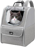 Pecute Cat Backpack Carrier, Small Dog Backpack Carrier, Pet Backpack Carrier for Cats Dogs Puppy Kitten, Cat Carrier Bag Carrying for Travel Hiking Bike Riding Walking Outdoor,Light Gray