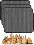 Rabbit Scratching Pad 4 Pack Natural Sisal Bunny Scratcher Mat Bunny Scratch Foot Pad Small Animal Grinding Claw Pad Rug for Guinea Pigs Chinchillas (Gray)
