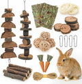 Rabbit Toys, 30 Pcs DIY Rabbit Chew Toys Kit for Teeth Guinea Pig Treats Natural Timothy Hay Chips with Herbal Flowers Bunny Enrichment Toys for Hamster Gerbils Chinchillas