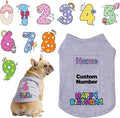 Custom Dog Birthday Shirt,Personalized Pet Apparel Print with Name Age Number,Pet Birthday Outfit,Lightweight Breathable Cotton Vest for Small Medium Large Dogs Cat (Grey, XX-Large)