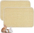 Lagre Rabbit Scratcher Mat 2 Pack Natural Sisal Bunny Scratching Mats, Small Animal Scratch Pad Rug for Indoor Grinding Claw Pad for Guinea Pigs Chinchillas (Beige)