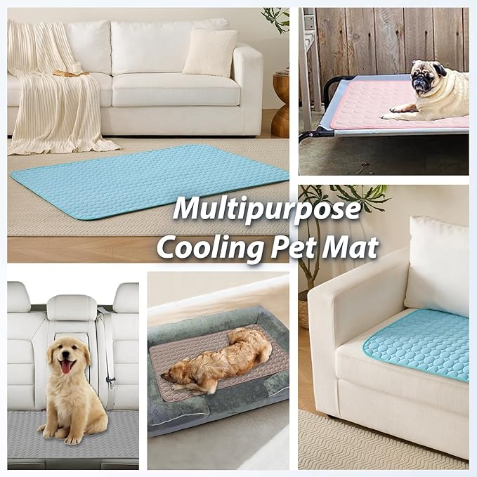 MICROCOSMOS Summer Cooling Mat & Sleeping Pad- Water Absorption Top, Materials Safe, Easy Carry, EZ Clean. Keep Cooling for Pets, Kids and Adults.(Navy Blue, 36" x24")
